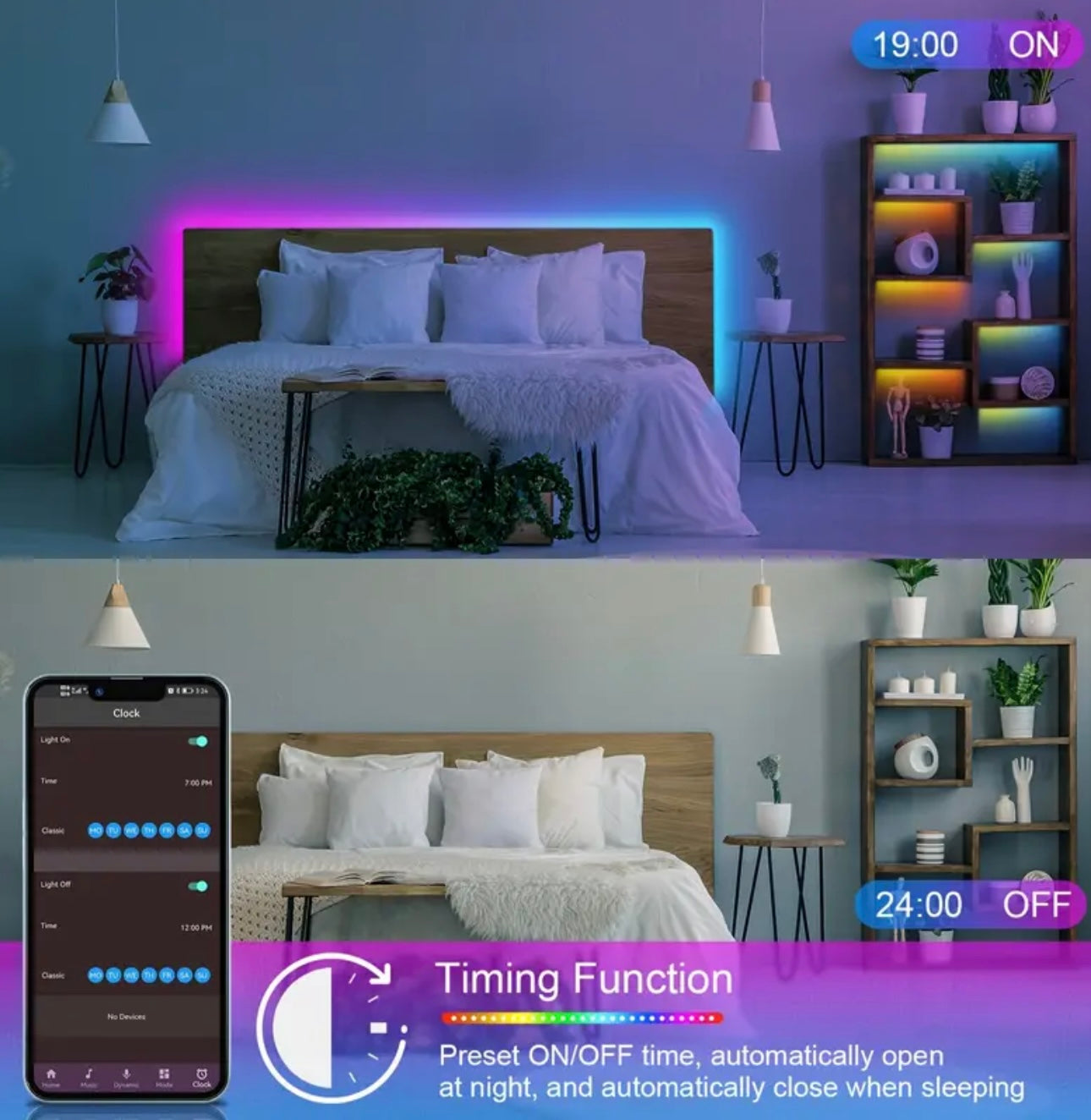 Smart LED Strip Lights for Bedroom